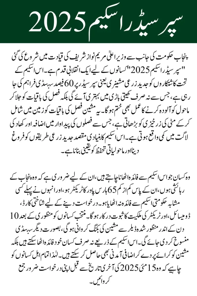CM Punjab Scheme Super Seeder Program 2025