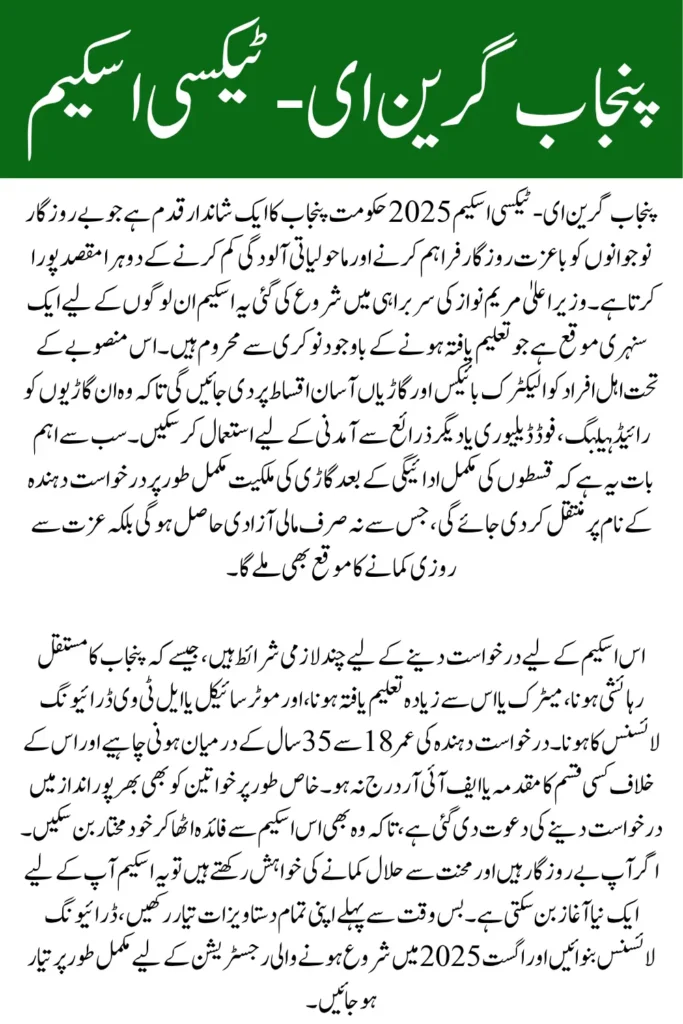 Punjab Green E-Taxi Scheme 2025